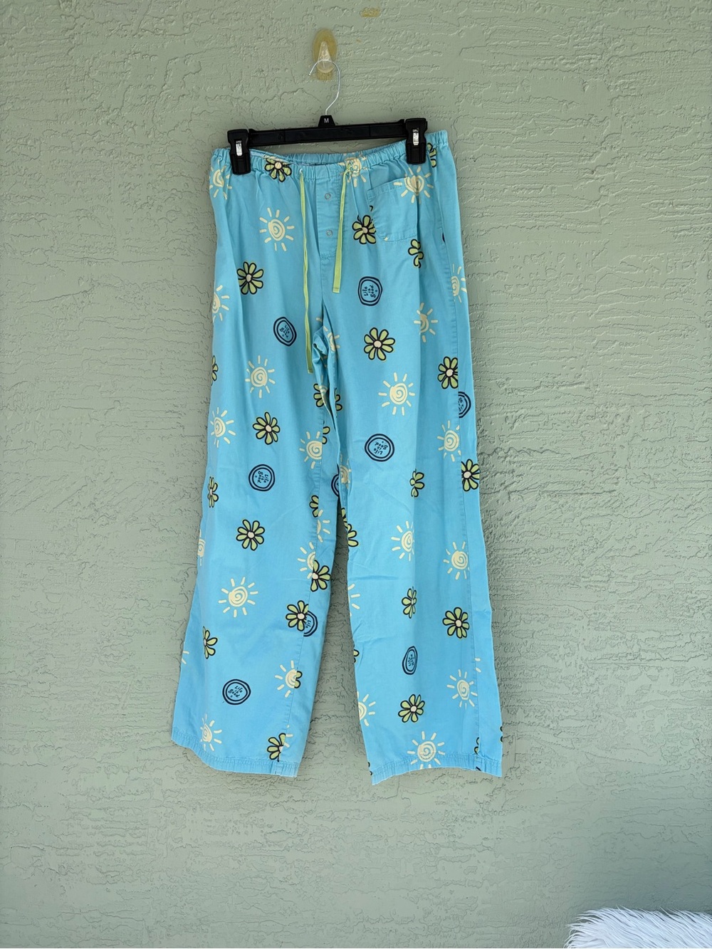 Life Is Good Light Blue Sun & Daisy Print Pajama Pants 100% Cotton